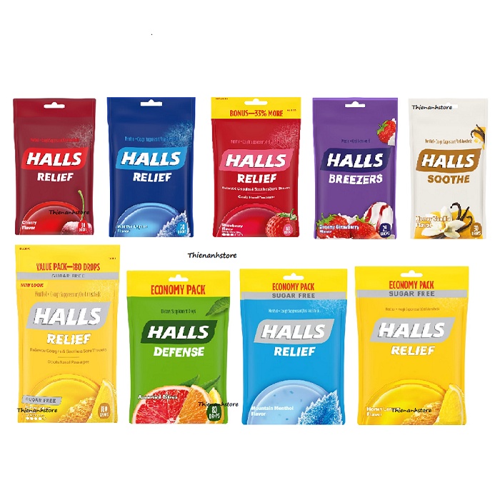 Kẹo ngậm Halls tổng hợp đủ loại - Hàng Mỹ
