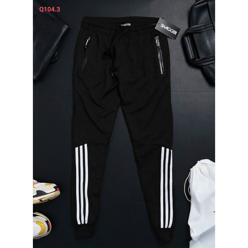 Quần nỉ jogger 3 Line  Nam Nữ Đều Mang Được Phong Cách Thể Thao vải cotton cao cấp form đẹp lưng thun bo gấu