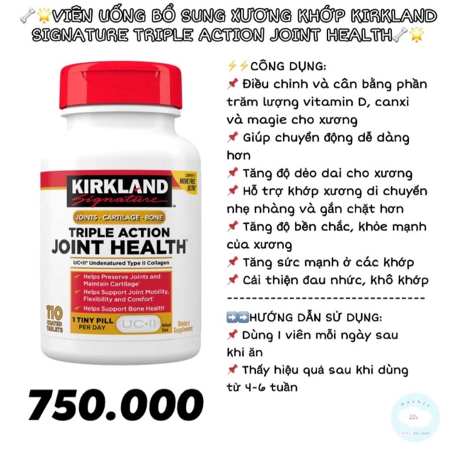 Viên uống Kirkland Triple Action Joint Health