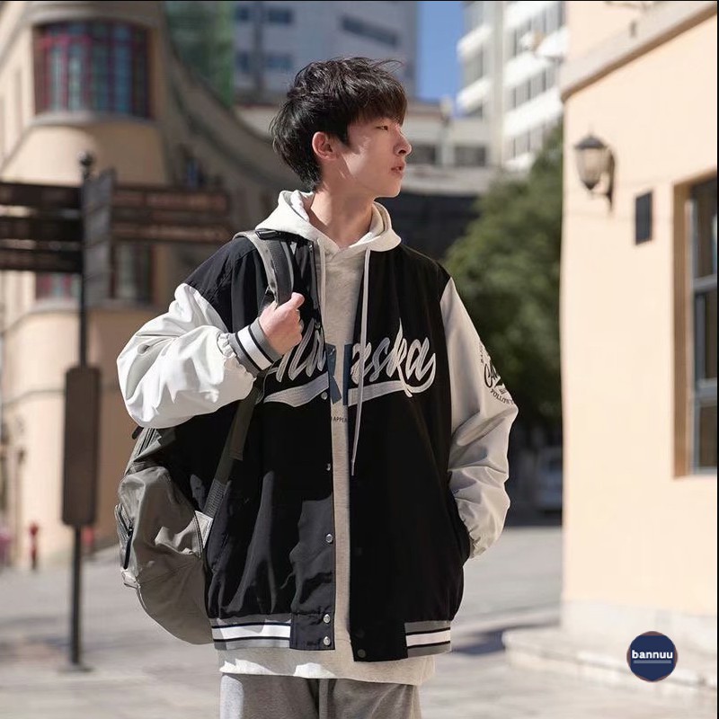 Áo Khoác Bomber Dáng Rộng Phong Cách Hàn Quốc Cho Nam Giới áo zipper Hợp thời trang áo choàng unisex Bình thường áo khoác bóng chày đàn ông và đàn bà