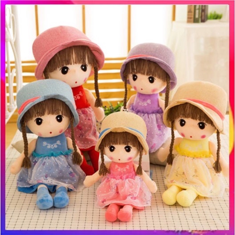 Búp bê nhồi bông đội mũ xinh xắn 45cm và 60cm cho bé