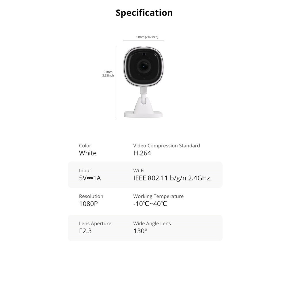Camera an ninh thông minh Wi-Fi SONOFF CAM Slim AUBESSSTORE