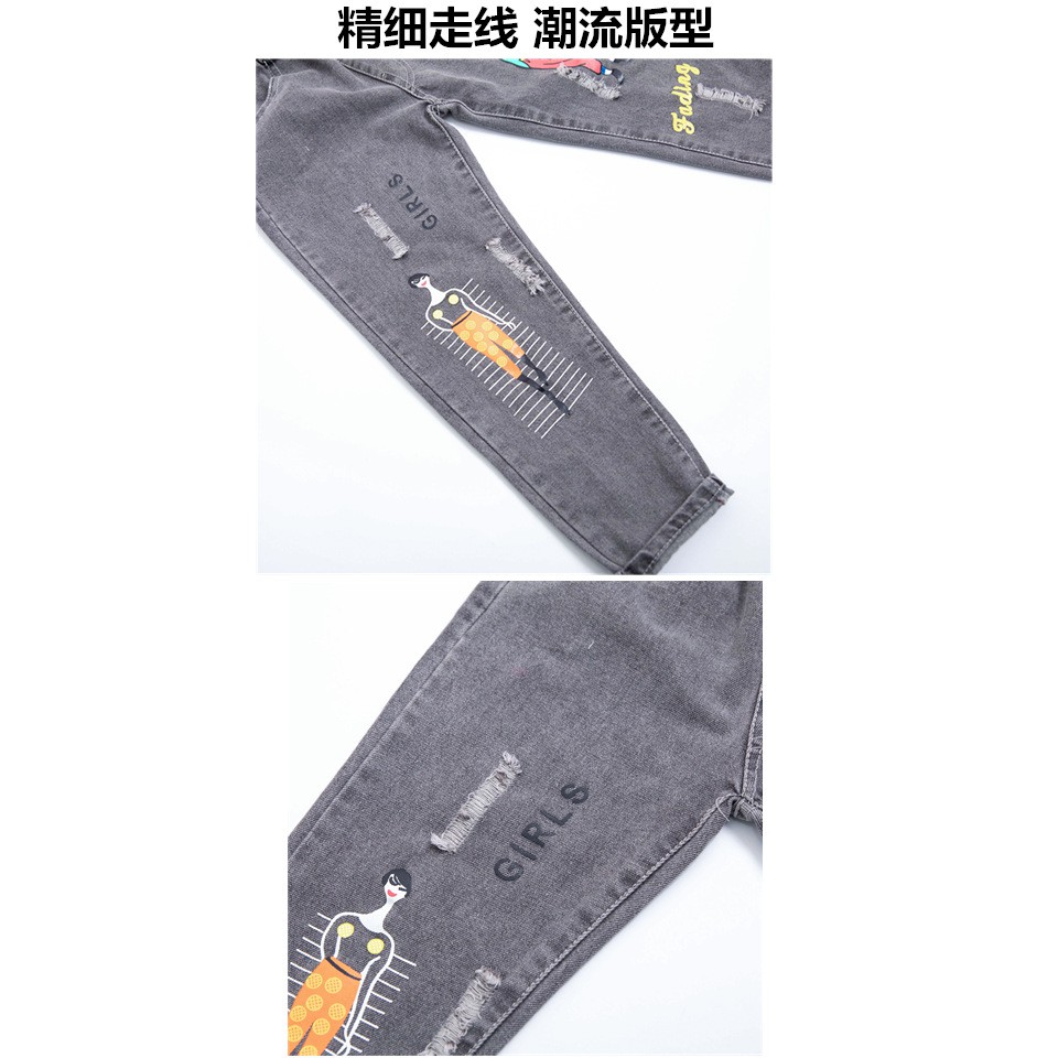 Quần bò bé gái Quần Jean size đại cho bé gái in hình cô gái