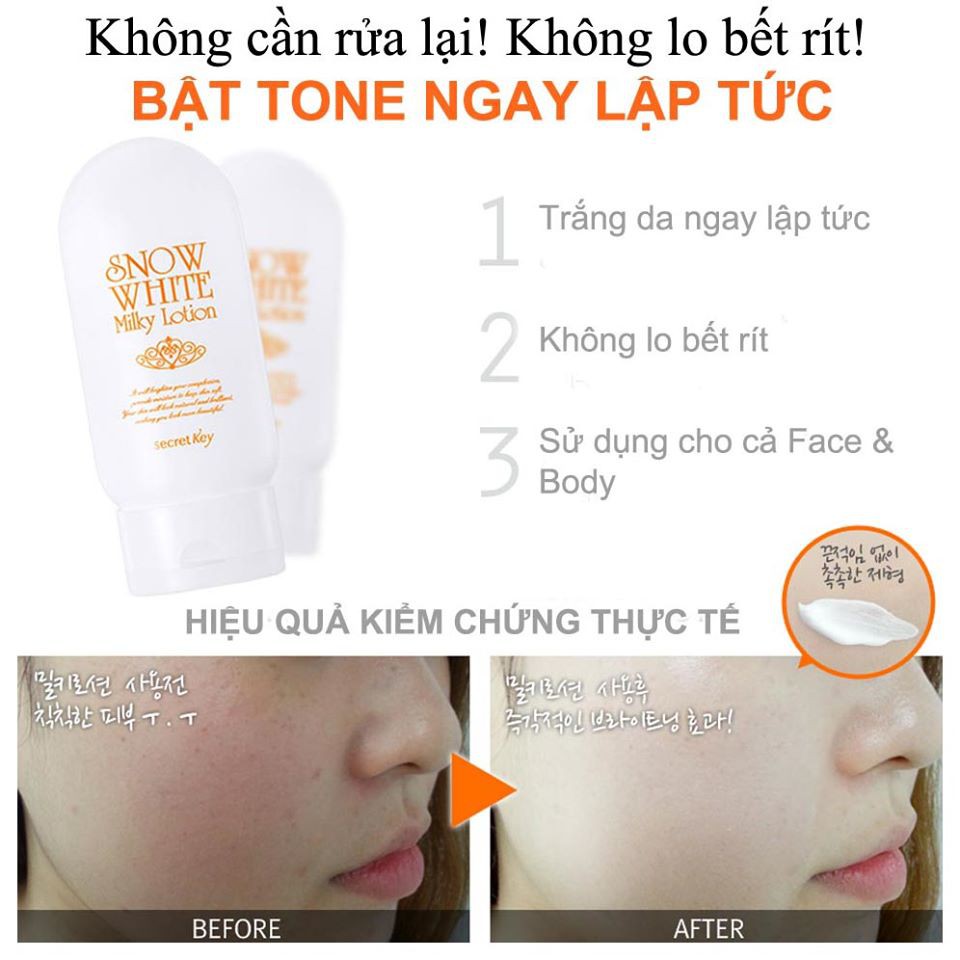 Sữa Dưỡng Trắng Da Secret Key Snow White Milky Lotion