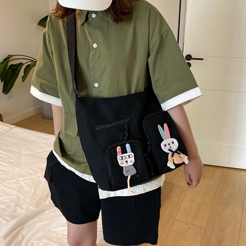 Túi tote vải bố đựng đồ canvas đeo chéo có khóa giá rẻ TX004