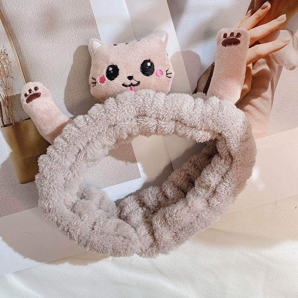 Băng Đô Cài Tóc Bằng Vải Flannel Họa Tiết Hoạt Hình Pikachu / Thỏ / Bò Sữa Dễ Thương Cho Nữ