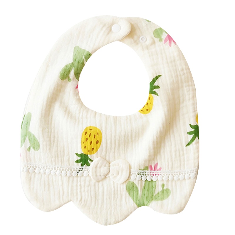 Yếm Ăn Cotton Họa Tiết Dâu Tây / Cherry Hoạt Hình Dễ Thương Cho Bé