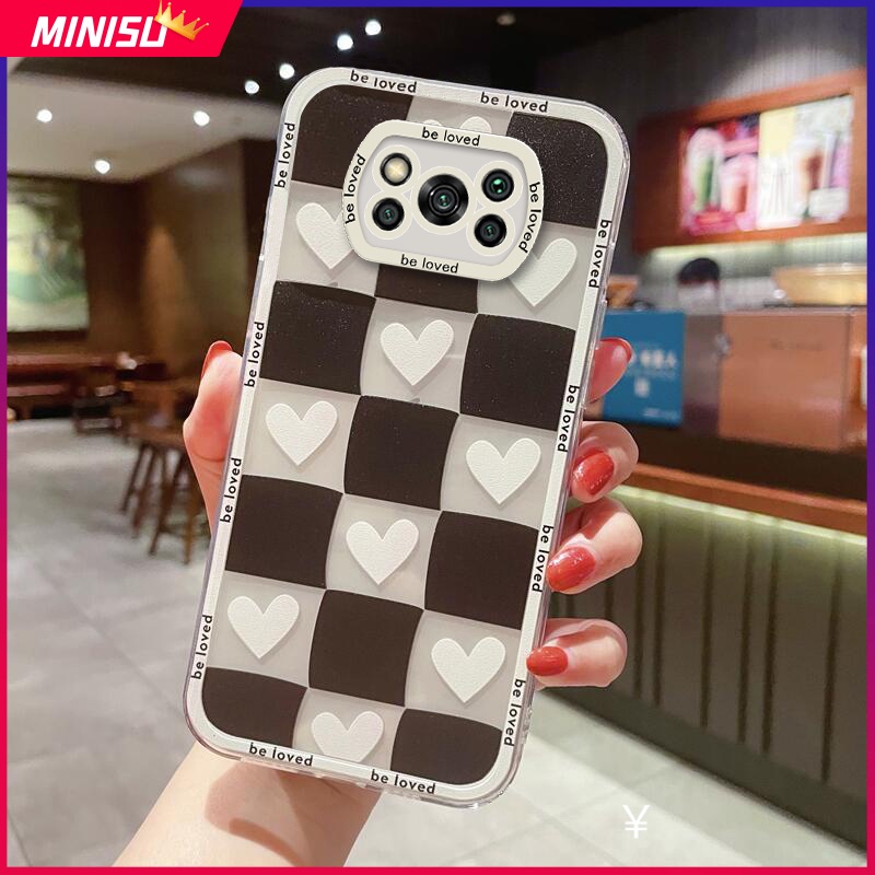 Ốp Điện Thoại Silicon Họa Tiết Sọc Caro Trắng Đen Hình Trái Tim Cho Xiaomi Poco X5 X3 Pro NFC C40 Mi 12T 11T 10T Pro 11Lite