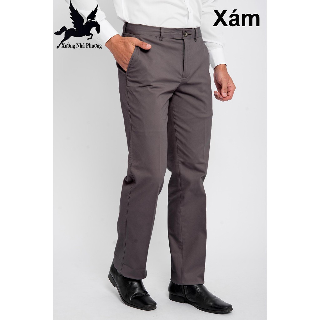 quần dài kaki ống rộng nam trơn cao cấp trung niên vải nhập khẩu Trung Quốc loại quần kaki nam form rộng QK2