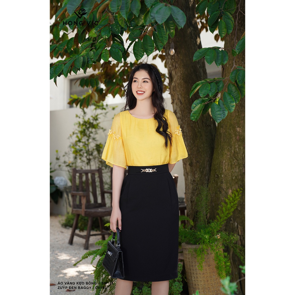 Chân váy nữ thiết kế Hong Vic đen baggy CV182