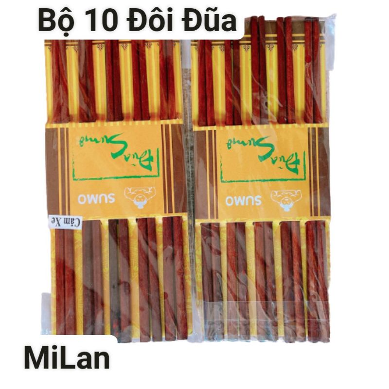 Combo 10 Đôi Đũa Gỗ Nâu Căm Xe Chắc Chắn