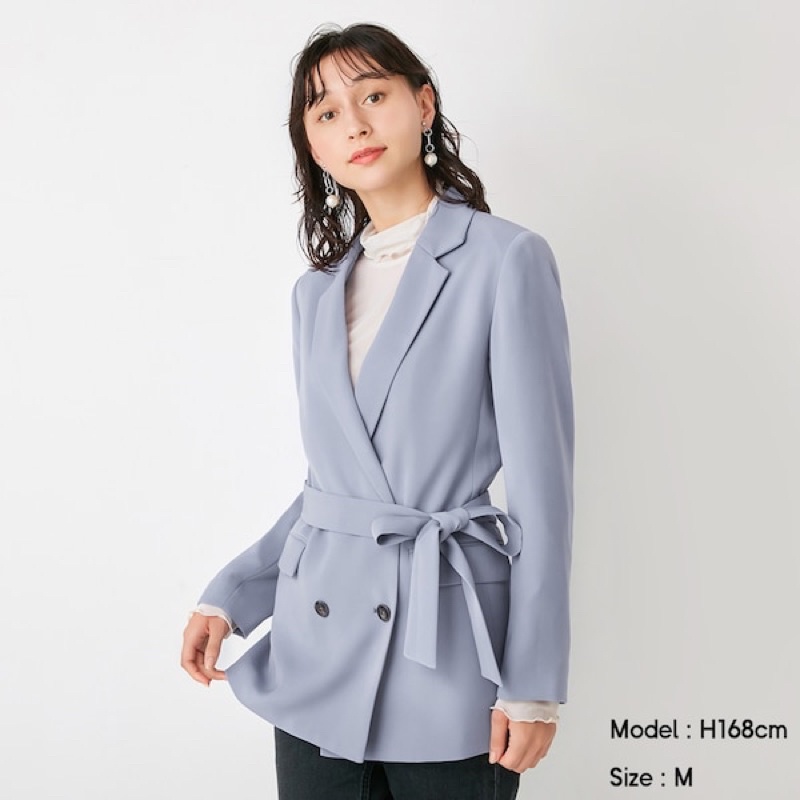 Áo khoác blazer nữ thắt đai thời trang, thanh lịch của GU - Nhật