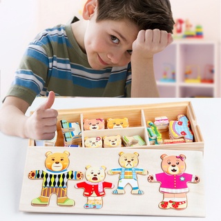 Bộ đồ chơi lắp ráp thay đổi quần áo bằng gỗ cho bé