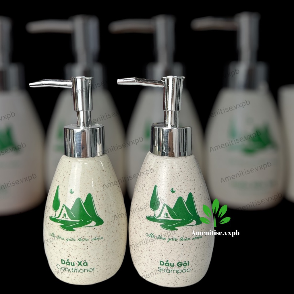 [Hỏa tốc] Bình gốm sứ đựng dầu gội, sữa tắm, nước rửa tay, cốc đánh răng cho khách sạn, resort, homestay