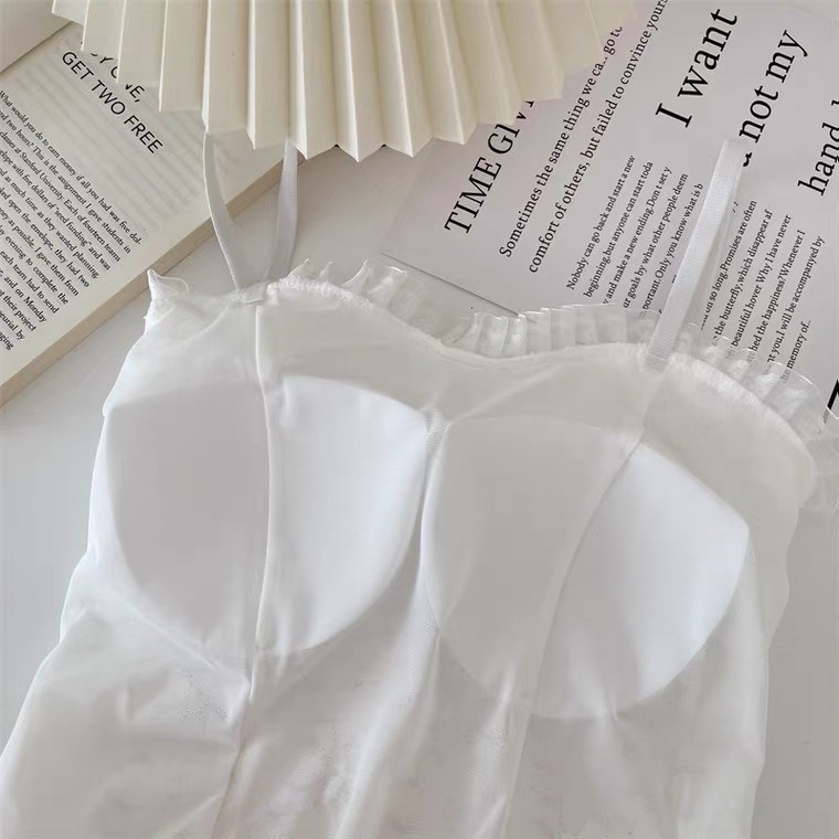 Áo 2 dây ren cúc ngực có đệm mút không gọng cao cấp, Áo bra ren Tím Bra nhún lưng sau quyến rũ M25