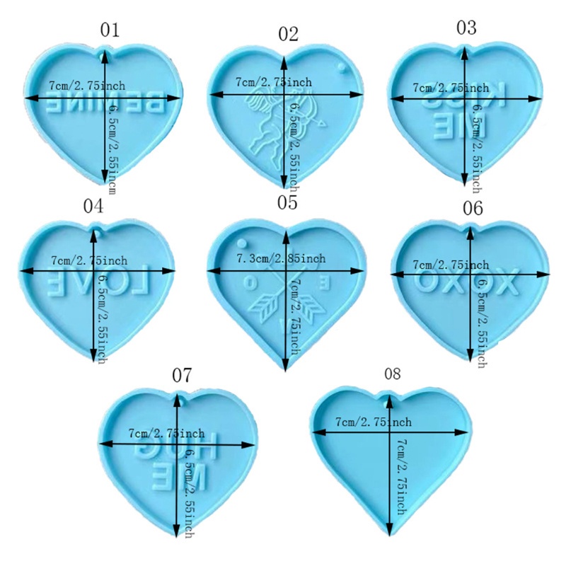 Khuôn Silicone Làm Móc Khóa Hình Trái Tim Tình Yêu DIY