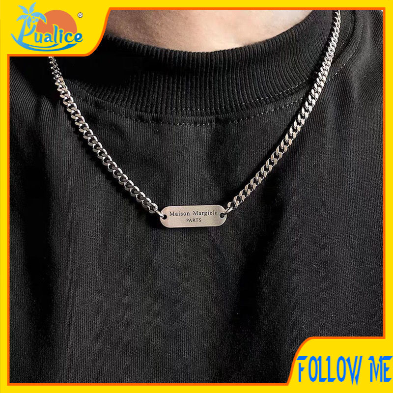 Korean version East Gate minimalist alphabet square brand clavicle chain ins cool versatile simple titanium steel necklace men's and women's jewelry