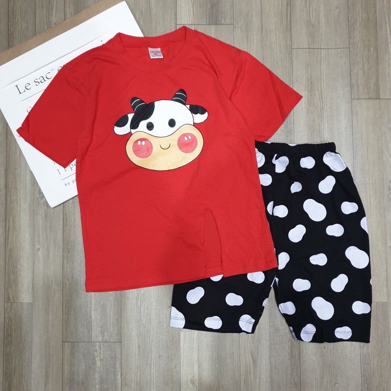 Bộ ngố bé gái thun cotton hình đẹp size đại 23-40kg