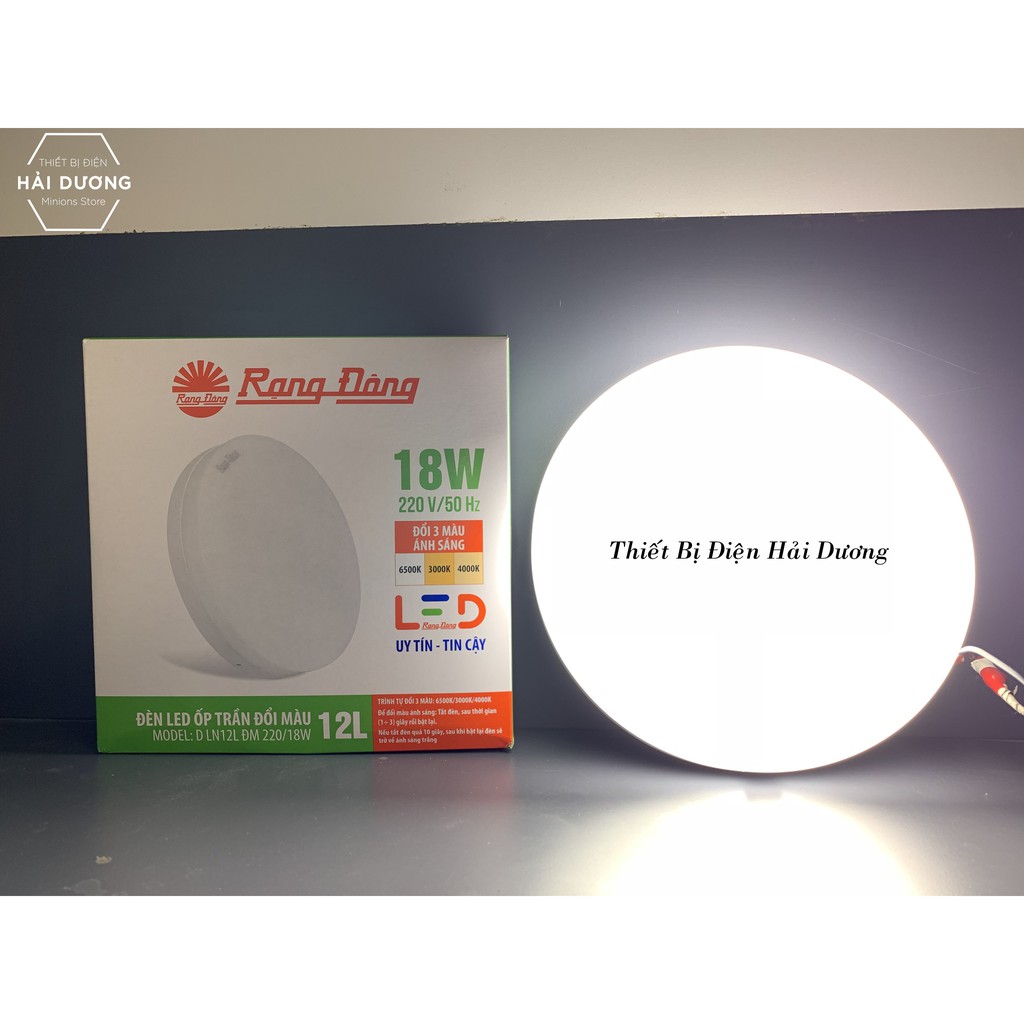 Đèn led ốp trần đổi màu D LN12L DM 220/18W Rạng Đông Vuông - Tròn Tràn Viền Vô Cực Đẹp Mắt