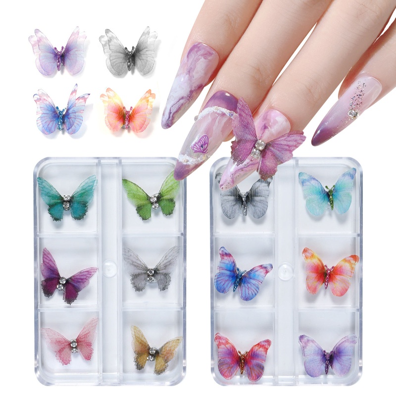 Hạt Charm Hình Bướm Đính Trang Trí Móng Tay Có Thể Tháo Rời