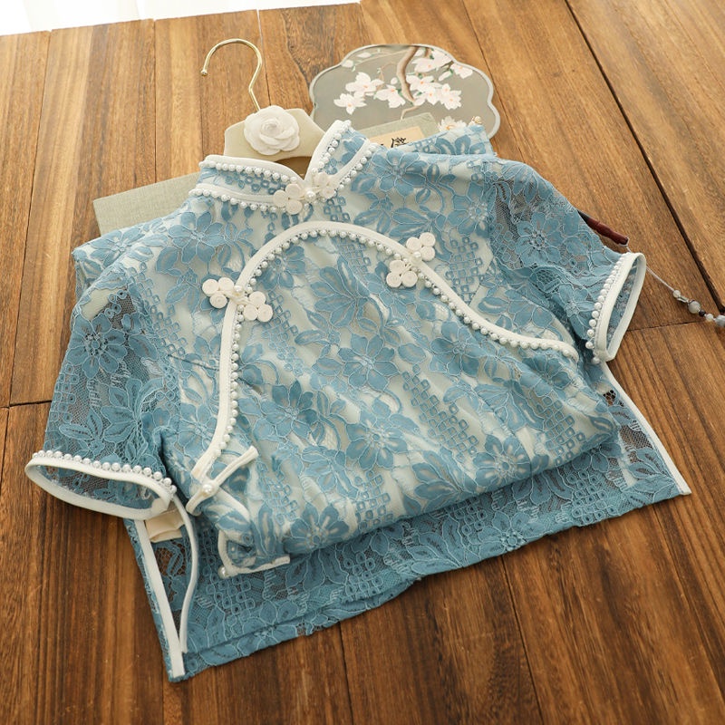 Đầm Sườn Xám Phối Ren Phong Cách Thời Trang retro Trẻ Trung Thanh Lịch