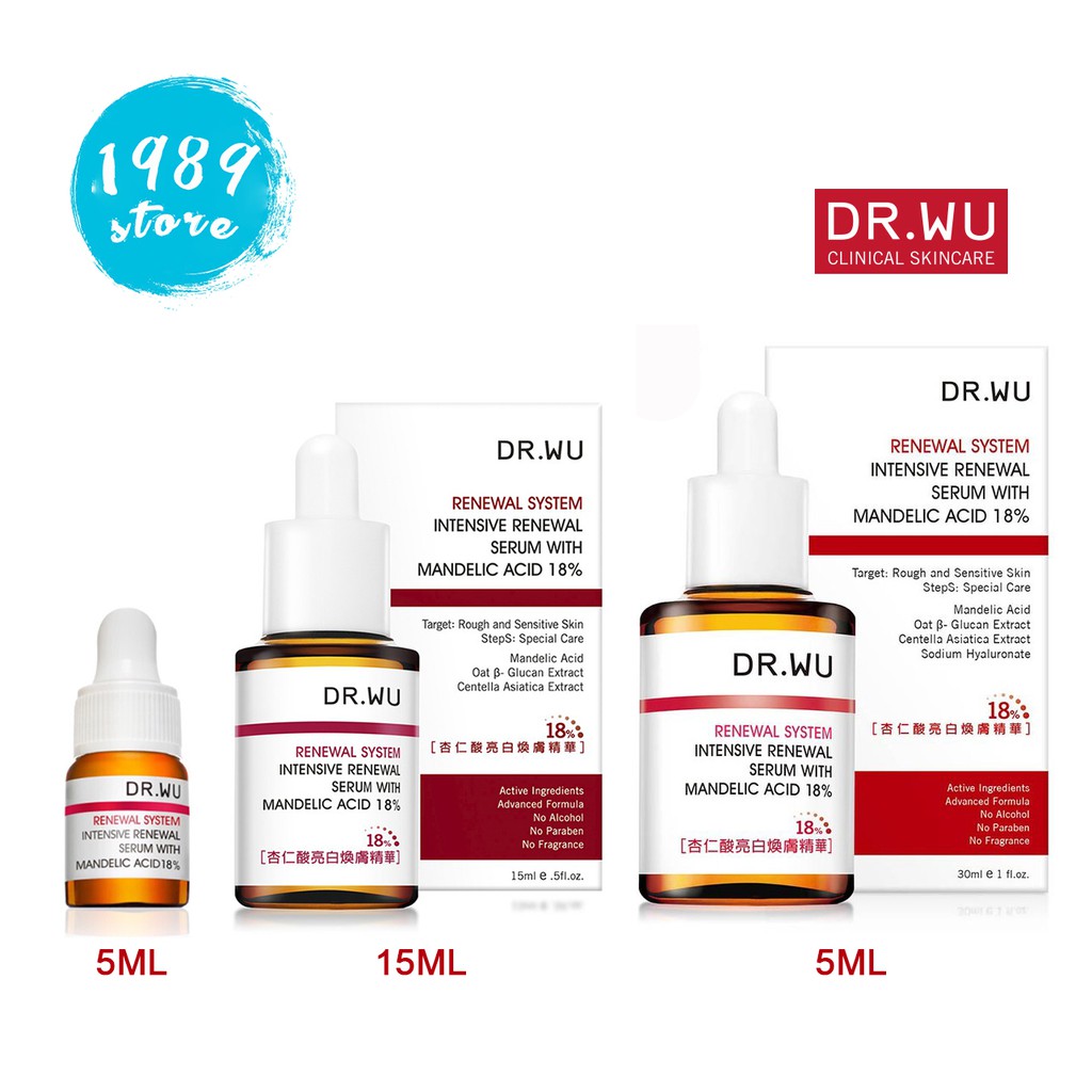 Serum Dr.Wu Mandelic Acid 18% Tái Tạo Da Chuyên Sâu - Intensive Renewal Serum With Mandelic Acid 18%