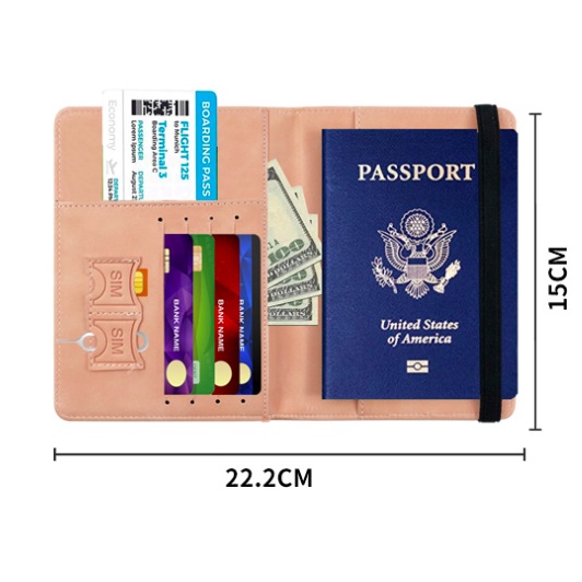 Ví Da PU Cao Cấp Đựng Passport, Hộ Chiếu Tiện Lợi, Nhỏ Gọn. Thiết Kế Nhiều Ngăn Với 6 Màu Siêu Đẹp, Sang Trọng