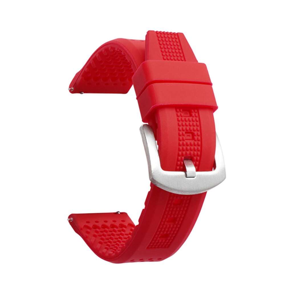 Dây Đeo Đồng Hồ Thể Thao Bằng Silicon Thoáng Khí Có Khóa Kim Loại Bạc 16mm 18mm 20mm 22mm 24mm