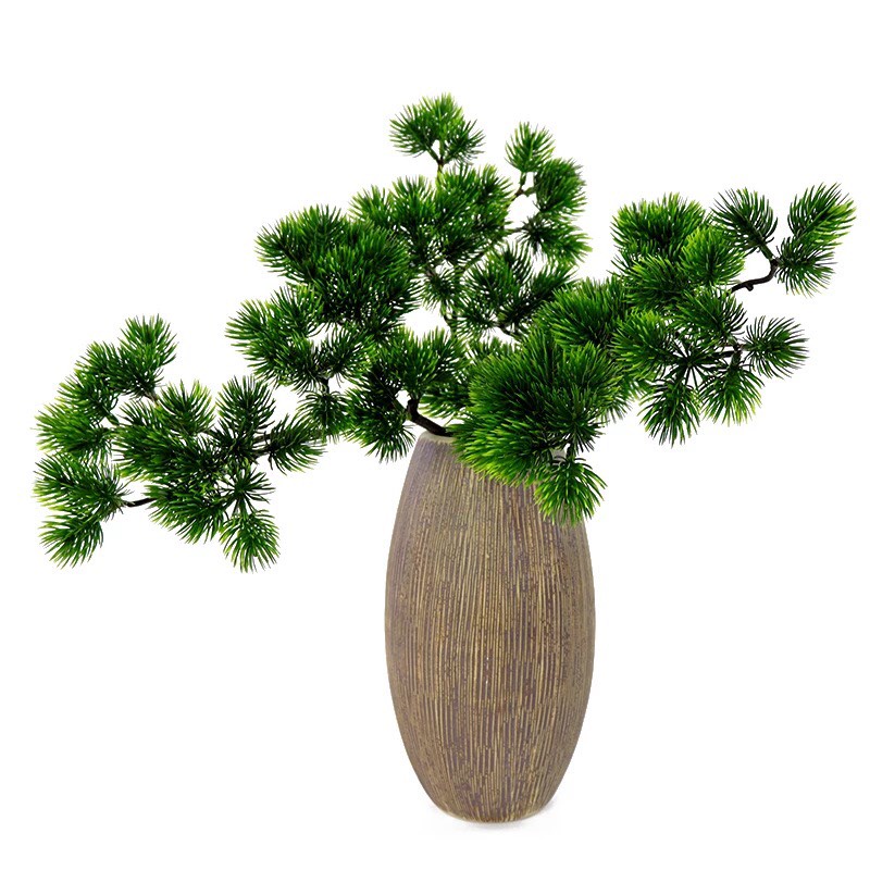 Cành lá thông giả decor nhà cửa, trang trí tiểu cảnh, cây bonsai cao 40cm