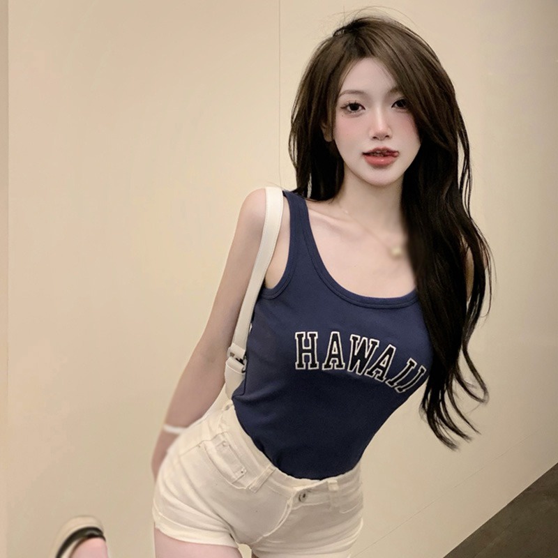 Áo Thun Ba Lỗ Thêu Chữ Phong Cách Hàn Quốc