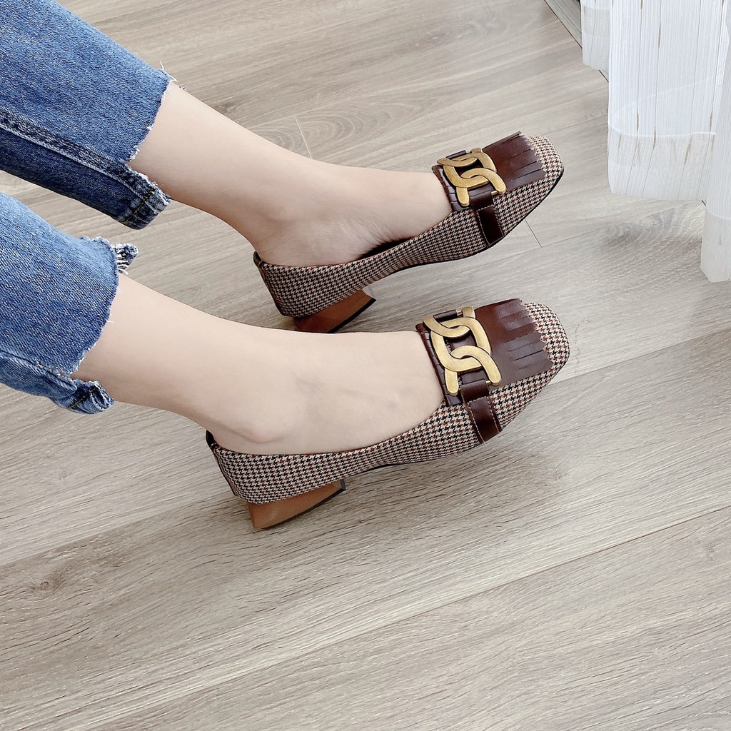 giày bệt kẻ tua rua vintage thời trang cực xinh nhé fullbox hàng qc 0106 | BigBuy360 - bigbuy360.vn