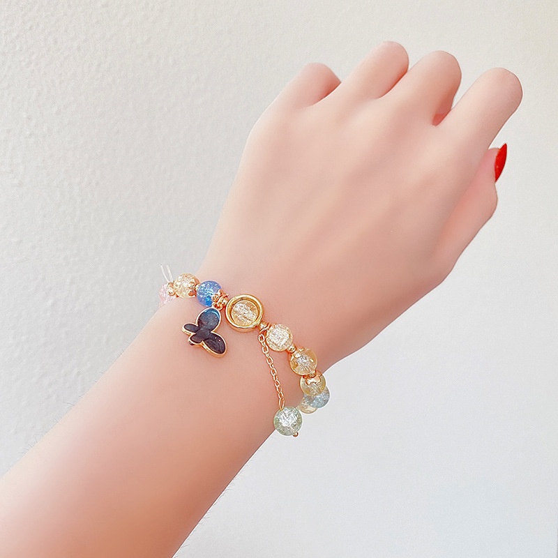 Vòng Tay Chuỗi Hạt Thủy Tinh Kiểu Hoạt Hình Công Chúa Dễ Thương Cho Bé Gái