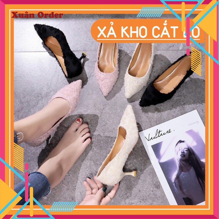 (Sẵn be, size 34, đen 35, hồng 38) gót 6cm, size 34 - 40, có ảnh thật - giày cao gót - XT0140