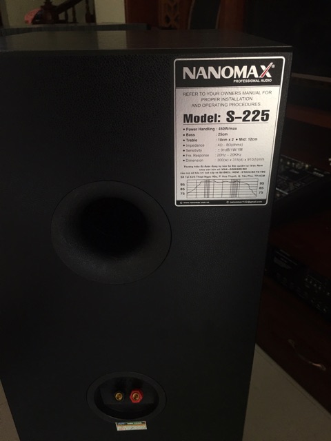 Loa cây Nanomax S225 vỏ gỗ bass 25 công suất 450w/loa