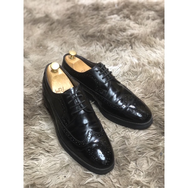 [Giày 2hand] [Size 42] [TonaShoe] Giày Tây Kiểu Dáng Wingtips Full Brouge Màu Đen Da Bóng