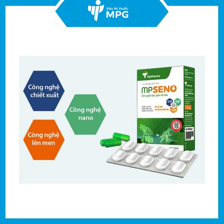 MPSENO - Viên giảm béo, giảm mỡ máu nano lá sen hộp 60v