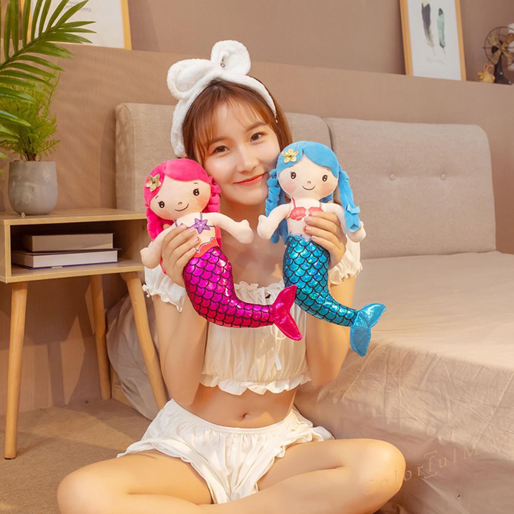 Búp Bê Nhồi Bông Hình Nàng Tiên Cá Đáng Yêu 30cm