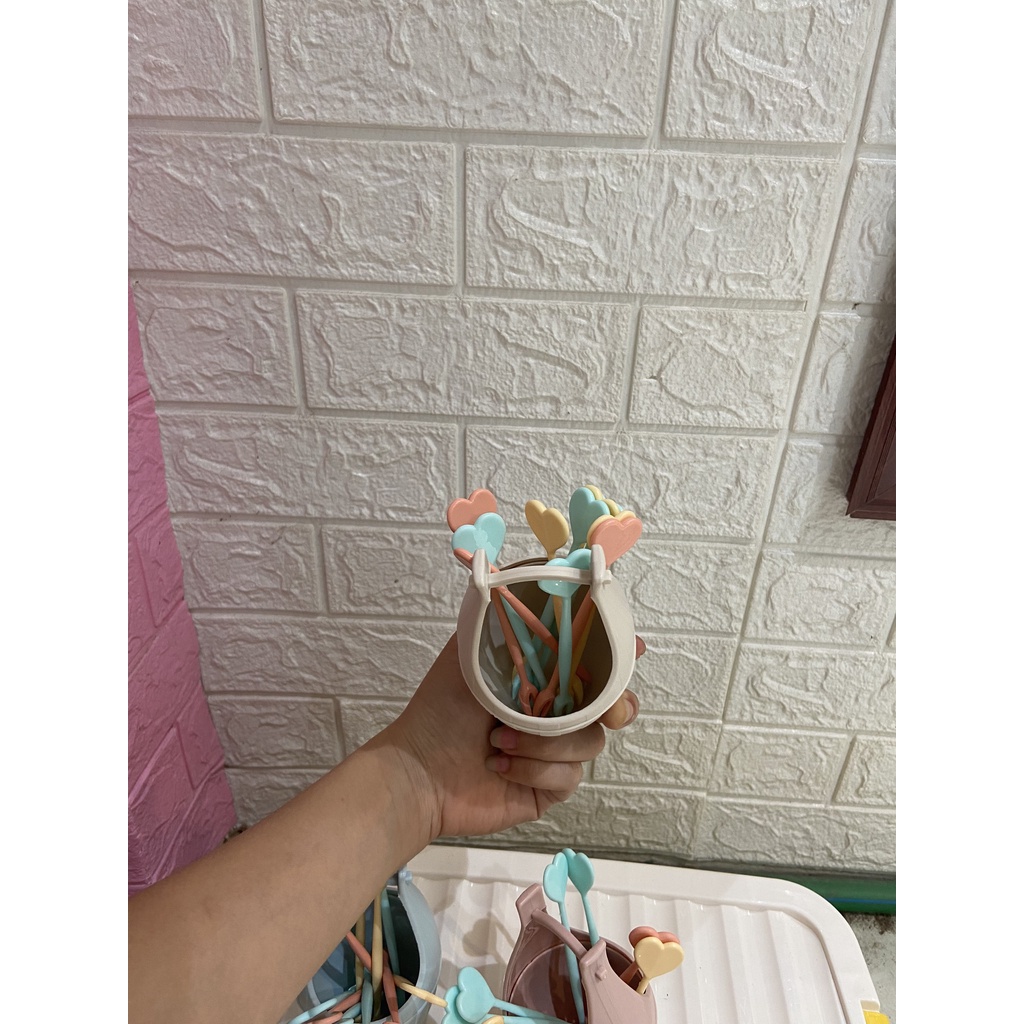 Bộ dĩa ăn trái cây 10 CHIẾC, dĩa hoa quả chất liệu nhựa lúa mạch hình hoa lá nhiều màu sắc