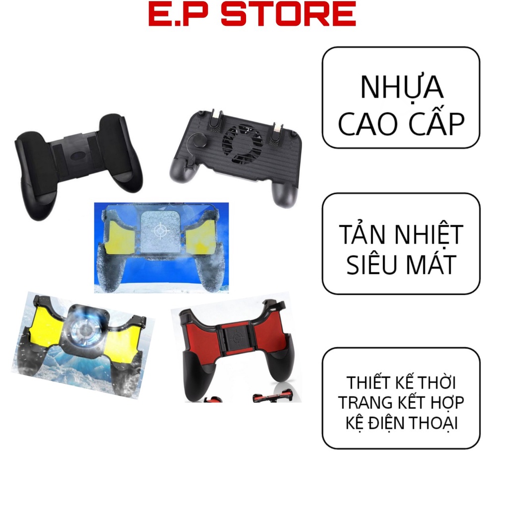 , Tay cầm chơi game điện thoại, có quạt tản nhiệt và cần gạt chơi PUBG,FF.