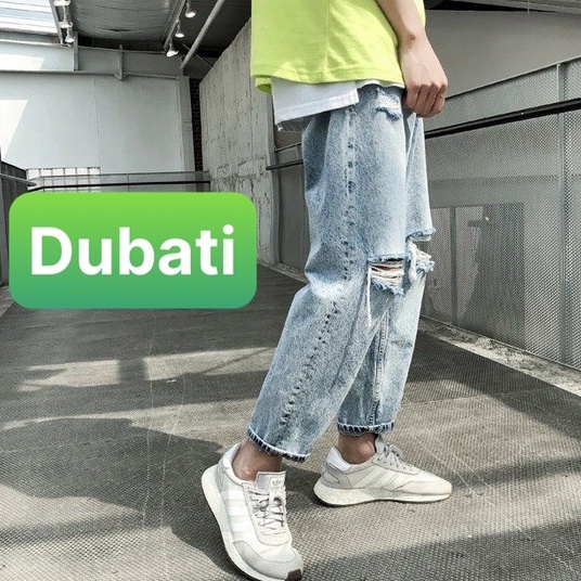 QUẦN JEAN NAM BAGGY RÁCH GỐI ỐNG RỘNG SUÔNG, VẢI KHÔNG XÙ HOT TREND- DB 46- DUBATI FASHION