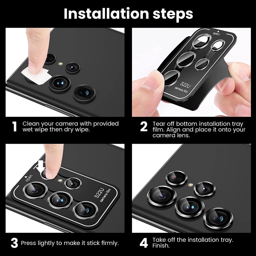 Galaxy S22 Ultra Metal Ring Tempered Glass Full Cover Camera Lens Protectors For Samsung Galaxy S22 Ultra 5G