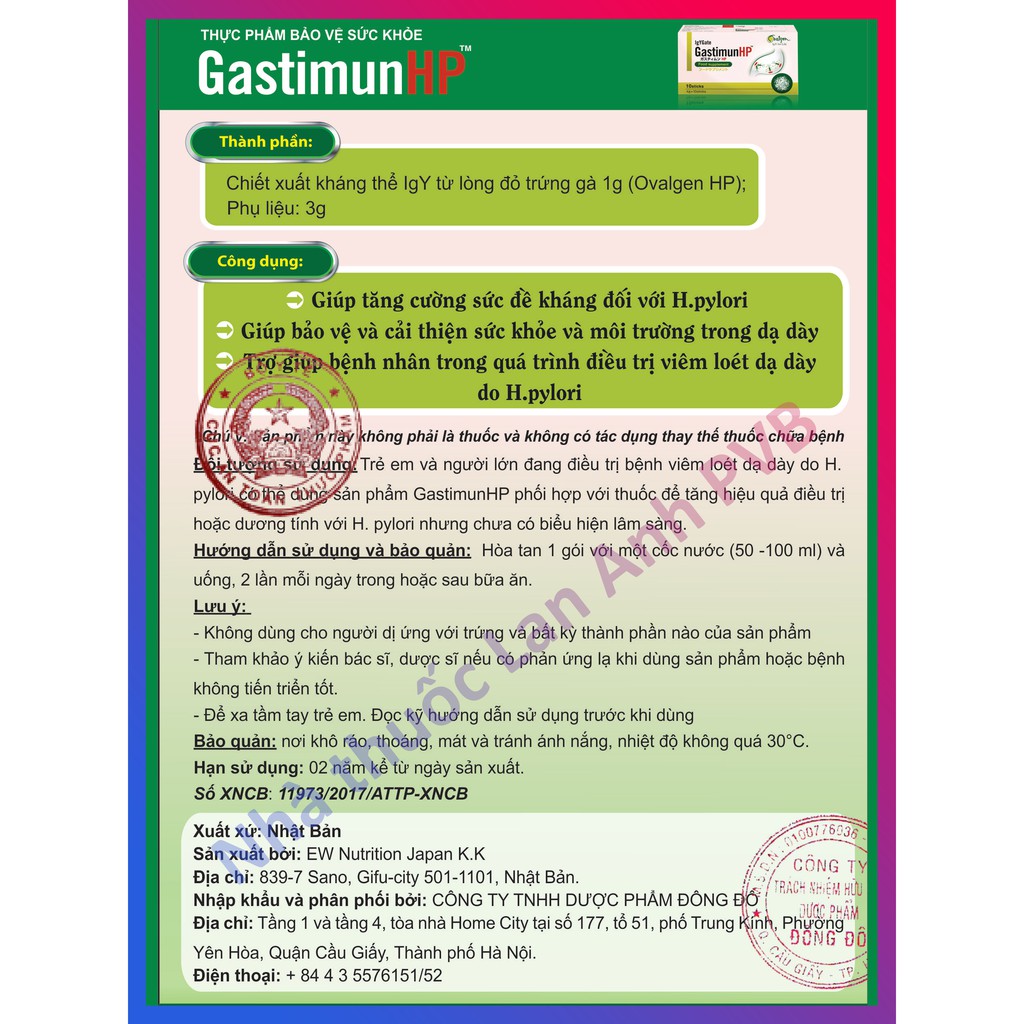 GastimunHP - Khắc tinh của vi khuẩn HP.