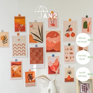 Set 15 postcard tone cam decor trang trí dán tường phong cách Hàn Quốc Vintage/Boho | JAN2DECOR