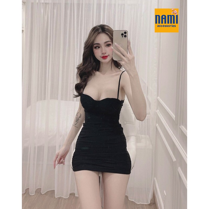 ĐẦM ÔM BODY HAI DÂY CÚP NGỰC TRƠN MÀU SIÊU SEXY SIÊU QUYẾN RŨ - QANU418