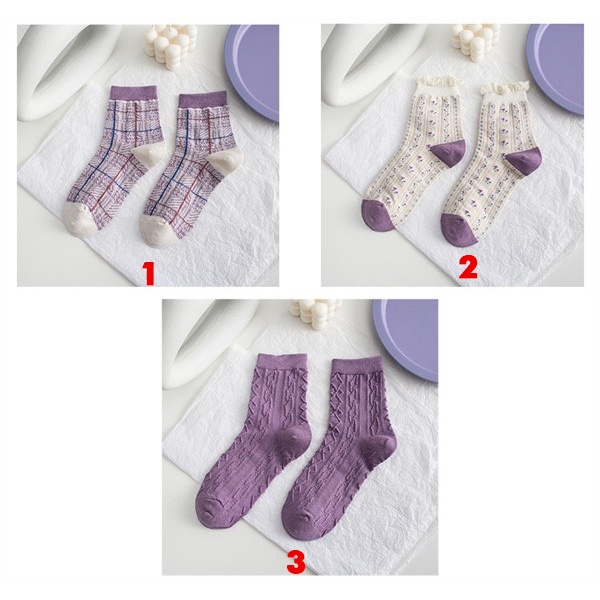 [More&amp;More] Tất Vớ Violet set 5 họa tiết Quảng Châu - Dày dặn - Chất liệu tốt