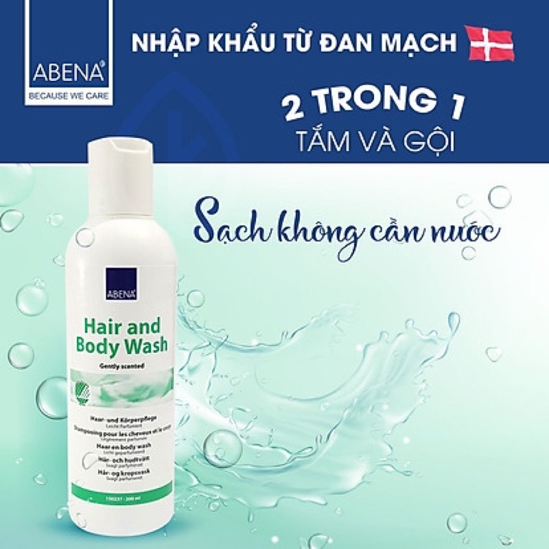 Dầu gội, tắm khô Abena Hair & Body Wash chai 200ml