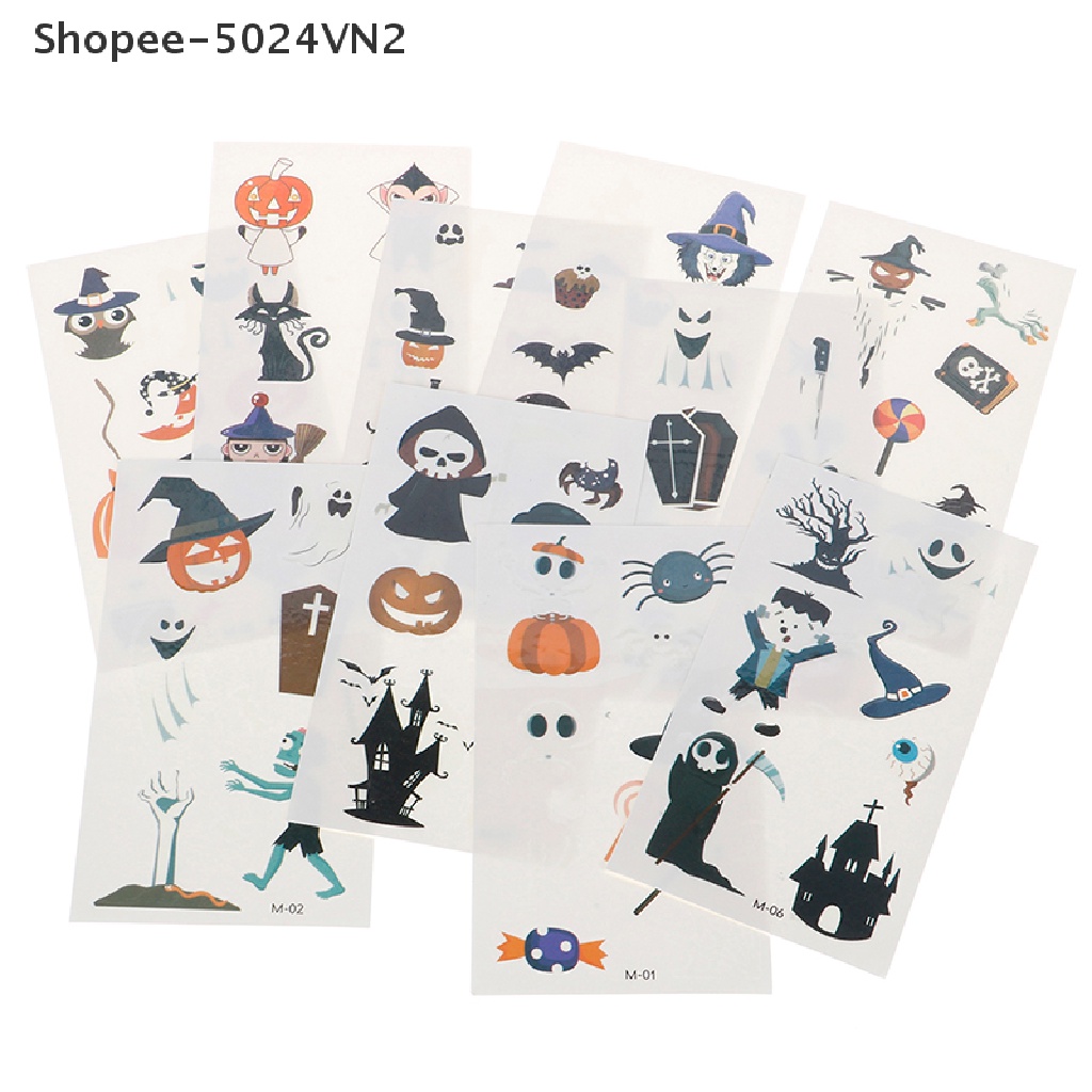 [Mới &amp; Halloween &amp; Halloween] Set 10 Tấm Hình Xăm Dán Phát Sáng Phù Thủy