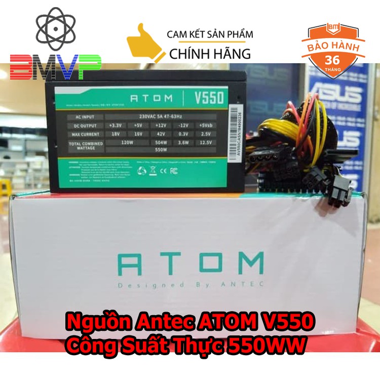 Nguồn Máy Tính Antec ATOM V550, Kenoo 550W - Công Suất Thực 550W - Hàng chính hãng