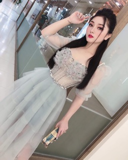 ĐẦM XÒE TAY PHỒNG ĐÍNH HOA 3D