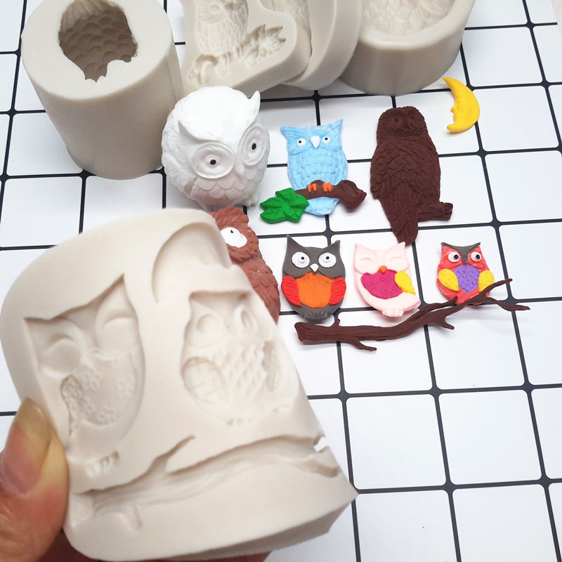 Khuôn silicon 4D ⚡ CAO CẤP ⚡ khuôn silicon mẫu 3 con cú chất liệu an toàn khi sử dụng